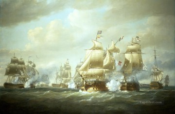 Buque de guerra Painting - Acción de Nicholas Pocock Duckworth frente a San Domingo 6 de febrero de 1806 Batallas navales